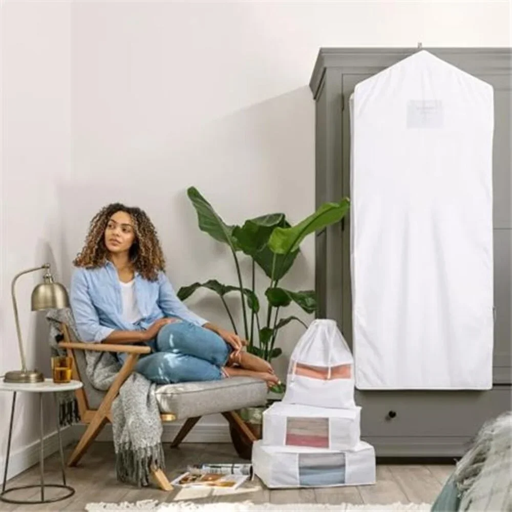Organic Cotton Garment Bag Long Dress Bag Moth Proof Clothes Hanging Storage